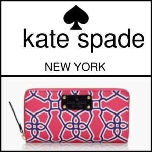 Kate Spade Pink Moroccan Market Pink Zip Around Wallet